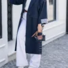 مانتو زنانه بلند لینن طرح بخیه دوزی الارا weeamore